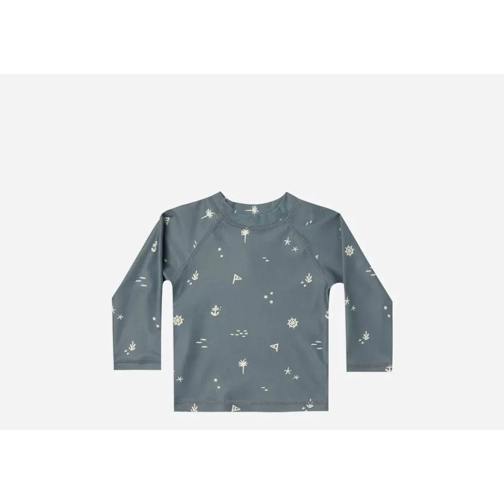 Rylee +‎ Cru Blue Nautical Rashguard Long Sleeve Top Baby Size 12-18M